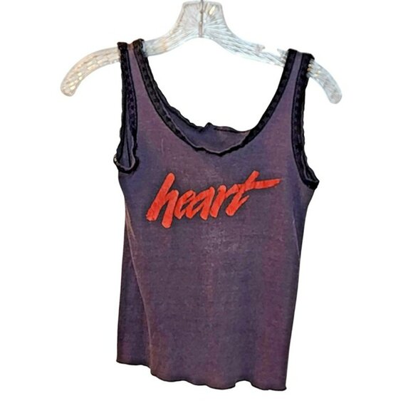 Vintage 1980 Heart Band Tank Top – Lace Trim – Red‎ Logo – 19” Long – 30” Chest - Picture 2 of 6